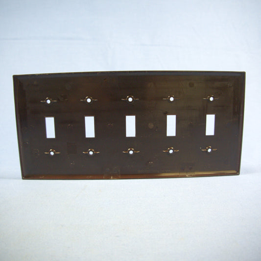 Cooper PJ5B Brown 5-Gang Toggle Switch Unbreakable Mid-Size Wallplate Cover