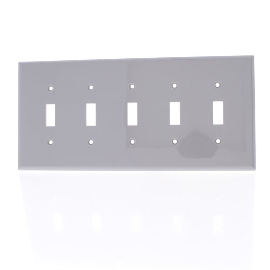 Cooper PJ5GY Gray 5-Gang Mid-Size Unbreakable Nylon Toggle Switch Nylon Cover