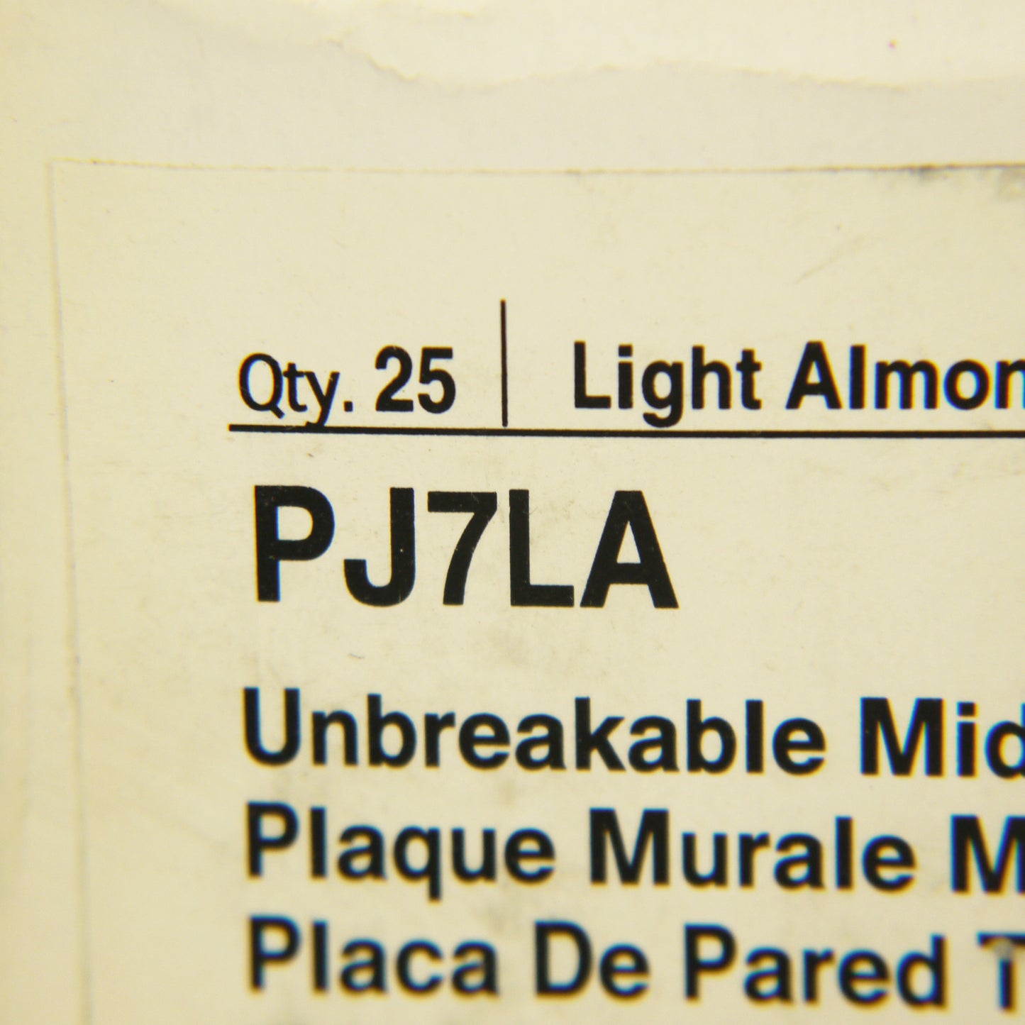 Cooper PJ7LA Lt Almond 1-Gang 1.406" Outlet Unbreakable Mid-Size Wallplate 25pc