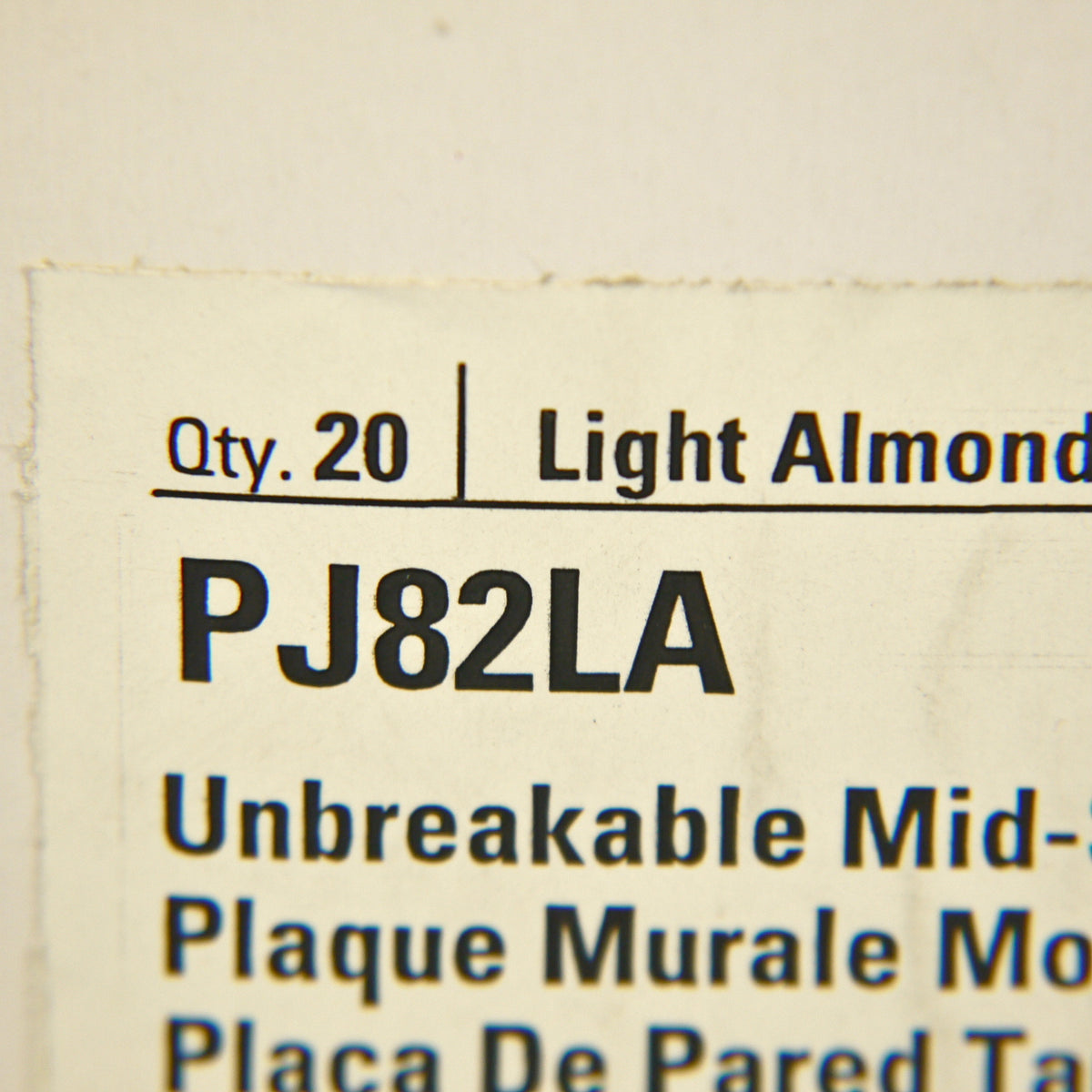 Cooper PJ82LA Light Almond 2-Gang Duplex Unbreakable Mid-Size Wallplate 20pcs