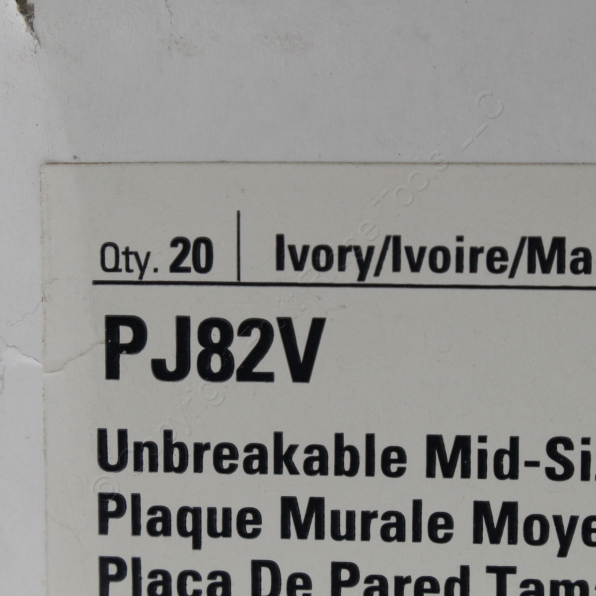 Cooper PJ82V Ivory 2-Gang Duplex Outlet Unbreakable Mid-Size Wallplates 20pcs