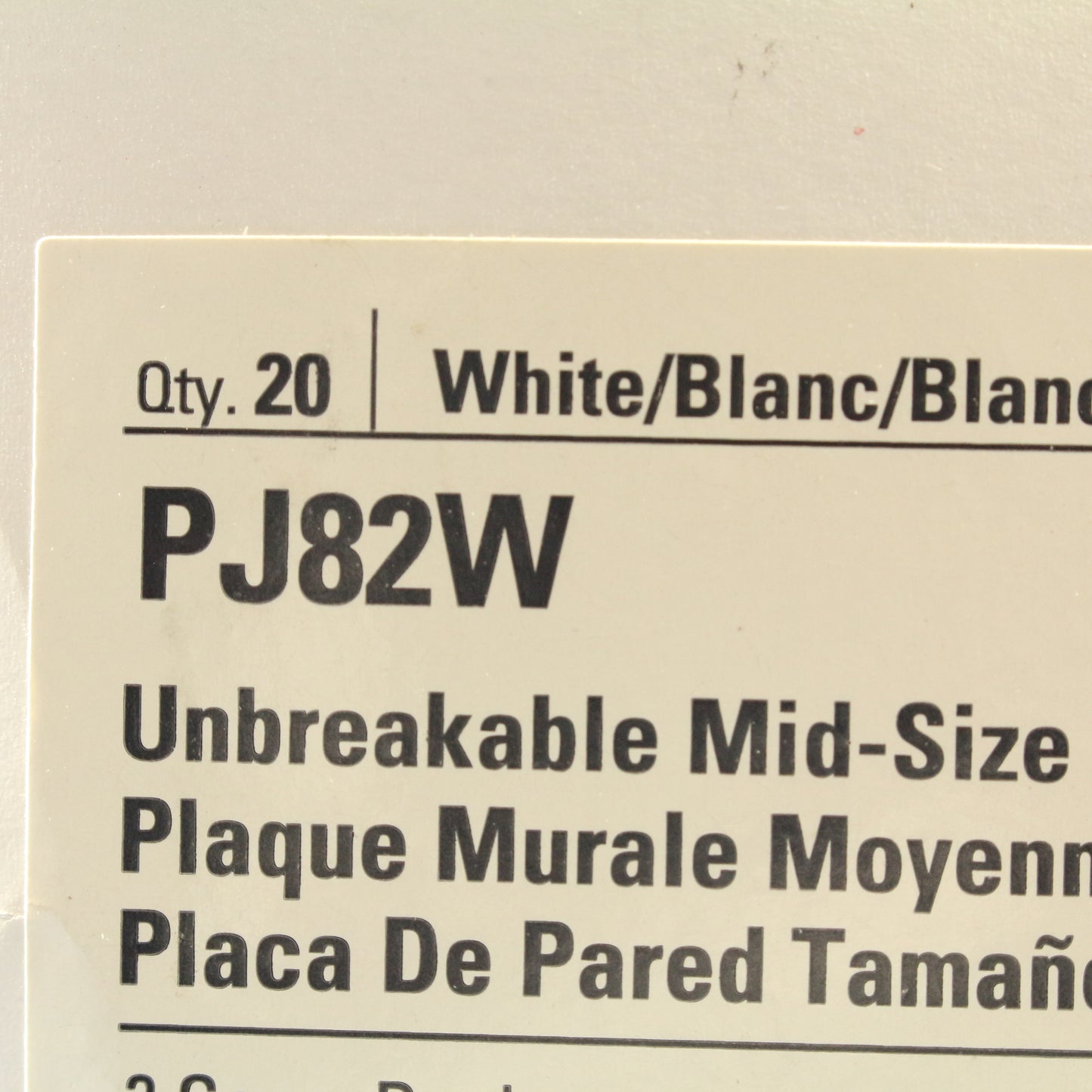 Cooper PJ82W White 2-Gang Duplex Outlet Unbreakable Mid-Size Wallplates 20pcs