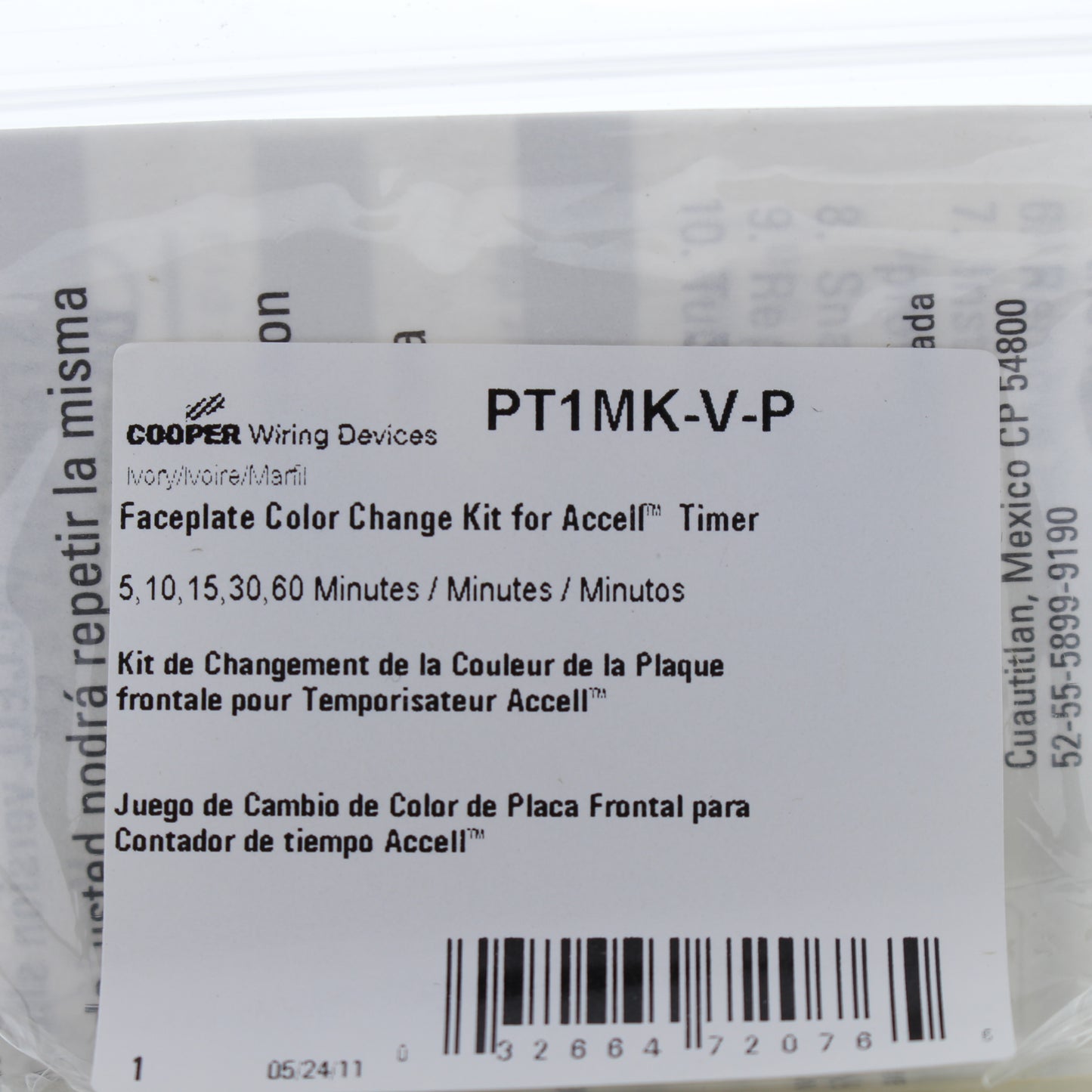 Cooper Accell Ivory Color Change Kit for 5,10,15,30,60 Minute Timer PT1MK-V-P