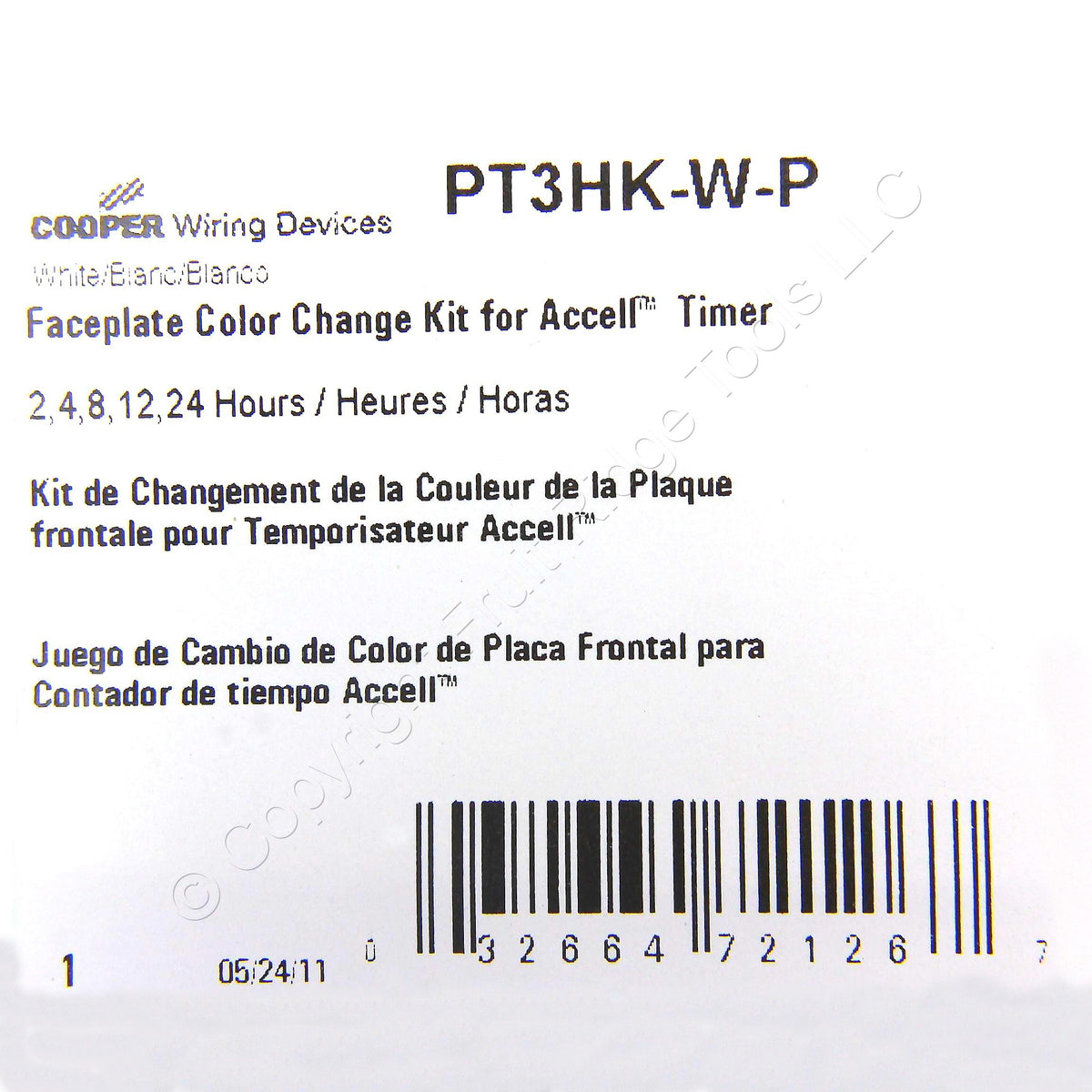 Cooper Accell White Color Change Kit For 2,4,8,12,24 Hour Timer PT3HK-W-P