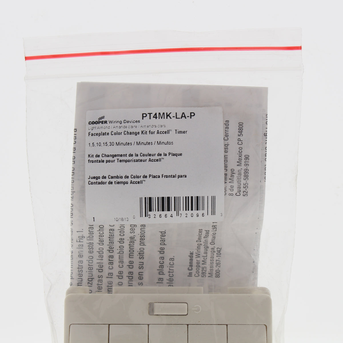 Cooper Accell Lt Almond Color Change Kit For 1,5,10,15,30 Min. Timer PT4MK-LA-P