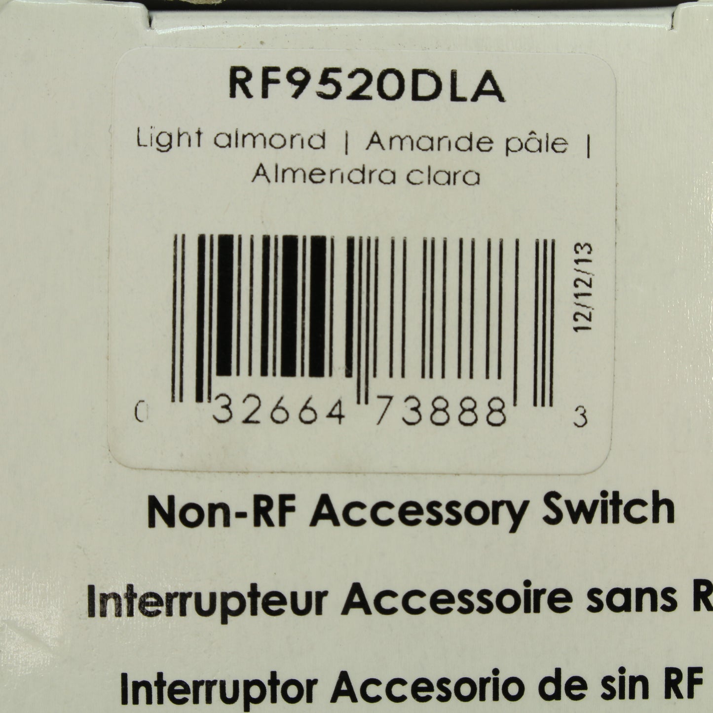 Cooper RF9520DLA Lt Almond NON-RF Accessory Decorator Switch No Neutral 120/VAC