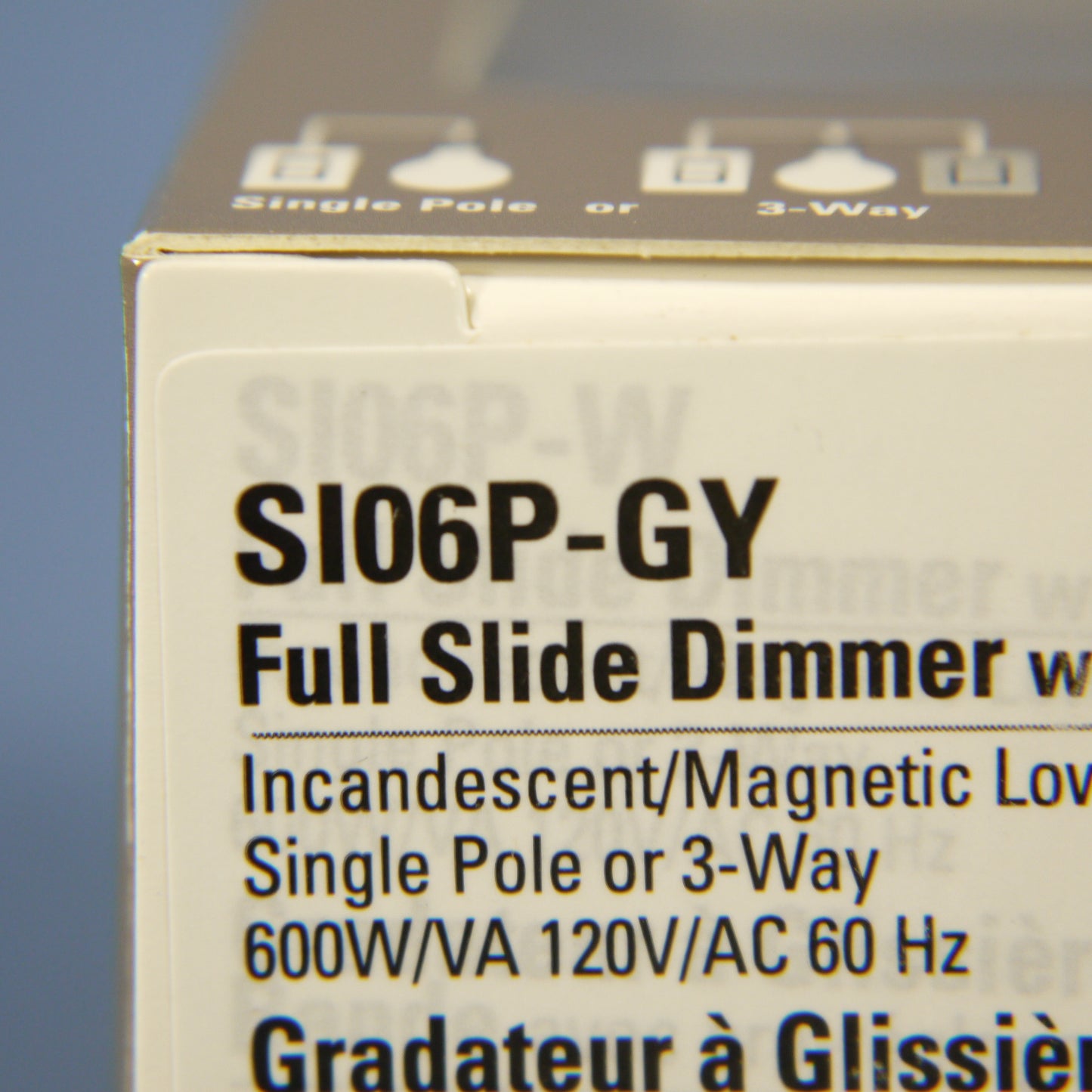 Cooper SI06P-GY Gray Incandescent Halogen Light Slide Dimmer Switch Preset 600W