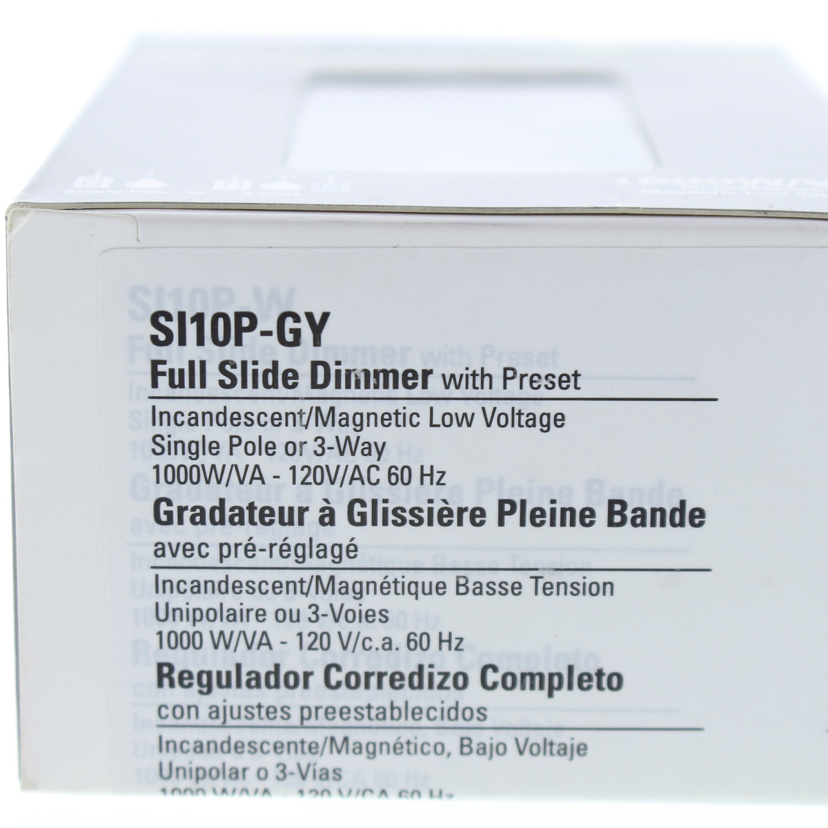 Cooper Gray Preset Magnetic LV Full Slide Dimmer 1-Pole 3-Way 120V 1000W SI10P