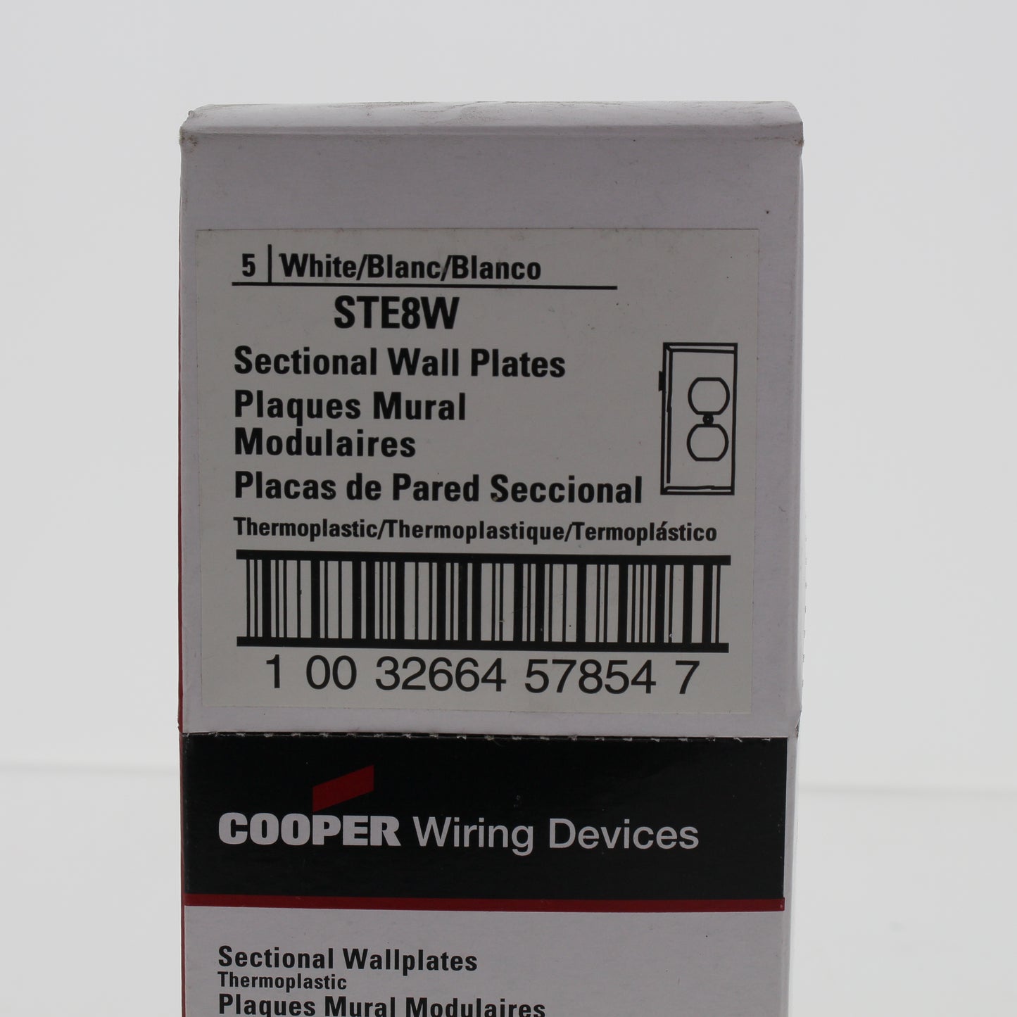 Cooper STE8W White 1-Gang Duplex Outlet Unbreakable Mid-Size Wallplate Cover 5pc