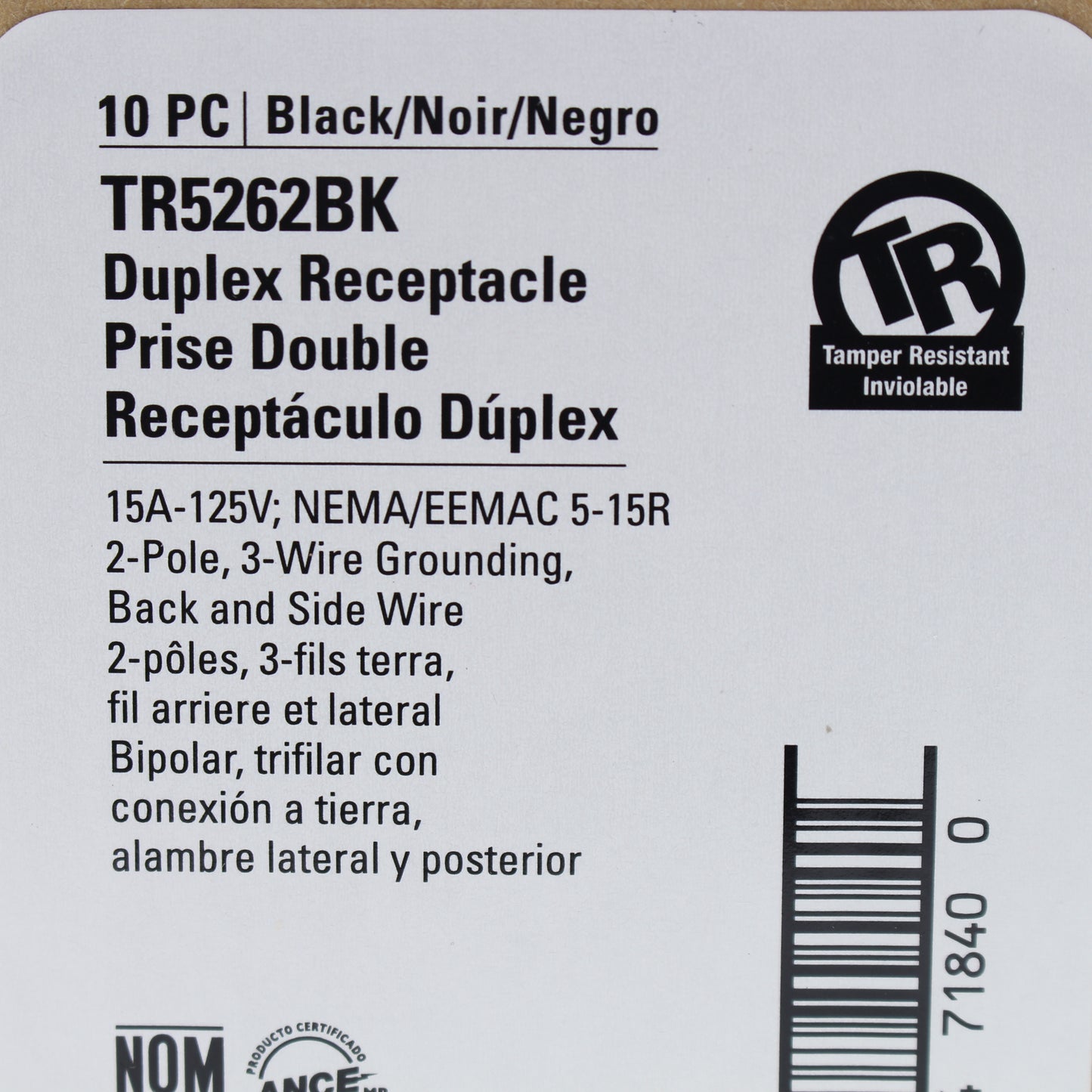 10 Cooper Industrial Grade Black Tamper Resistant Receptacle Outlet 15A TR5262BK