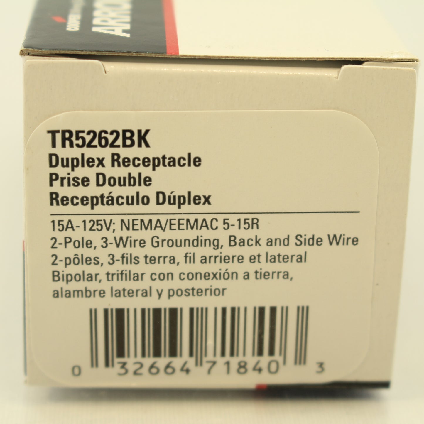 Cooper Industrial Grade Black Tamper Resistant Receptacle Outlet 15A TR5262BK