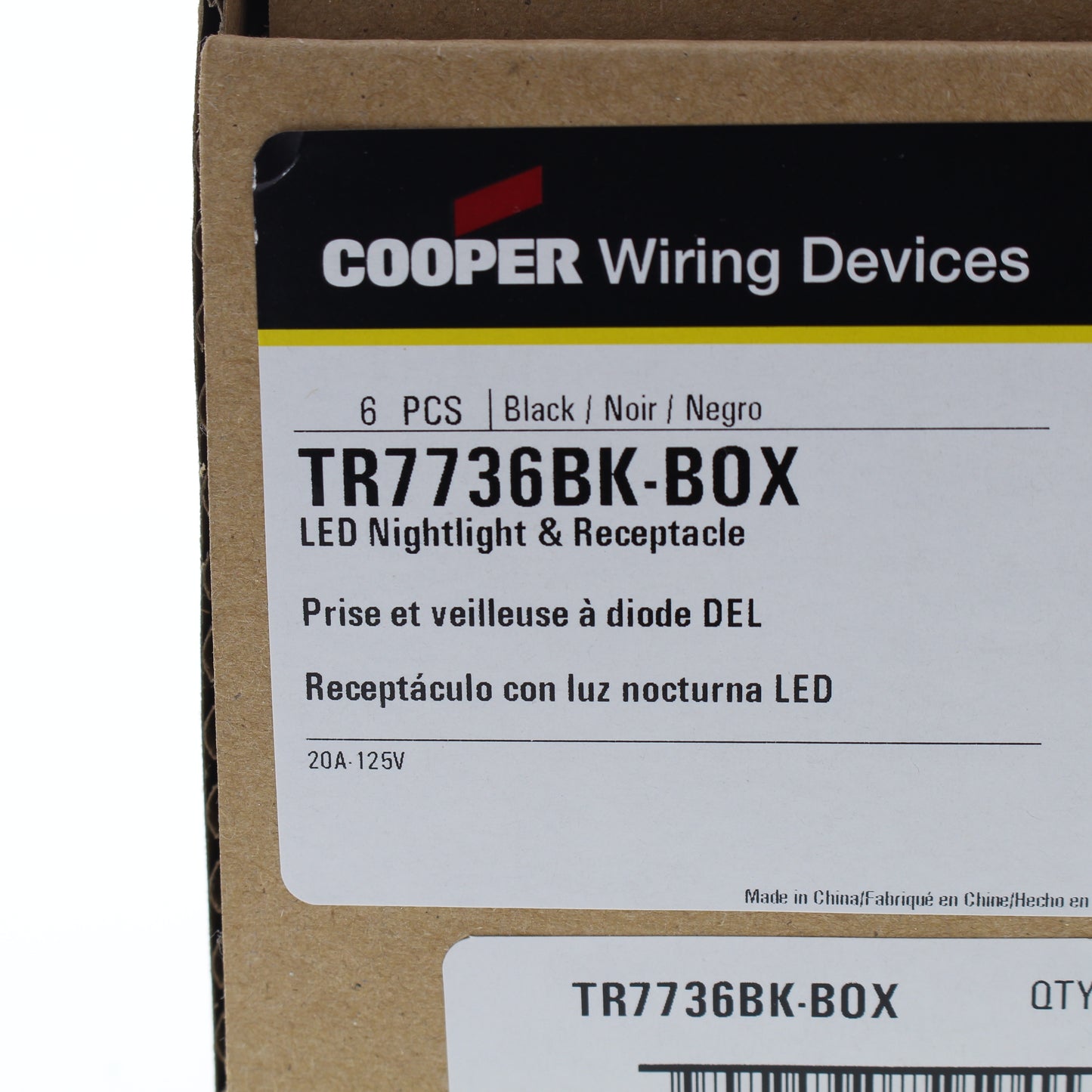 6 Cooper Black Tamper Resistant Nightlight Receptacles 5-20R 20A 125V TR7736BK