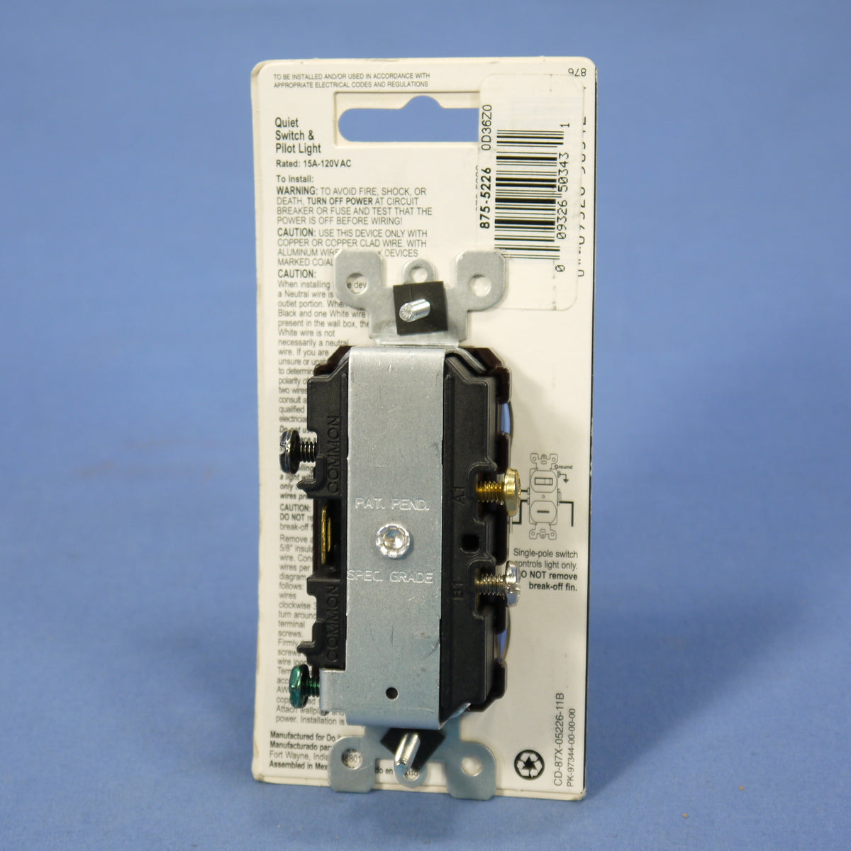 DoItBest 525523 Brown Commercial Toggle Wall Switch Control with Pilot Light