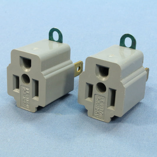 2 Do It Best 5-15 Gray 3-Prong Plug Outlet Adapters 15A 125V 557838