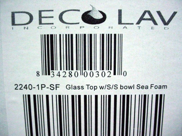 Decolav Sea 2240-1P-SF Foam Glass Lavatory Bathroom Vanity Stainless Steel Sink