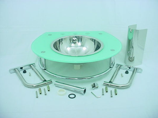 Seafoam Glass Bathroom Lavatory Vanity SS Bowl Sink
