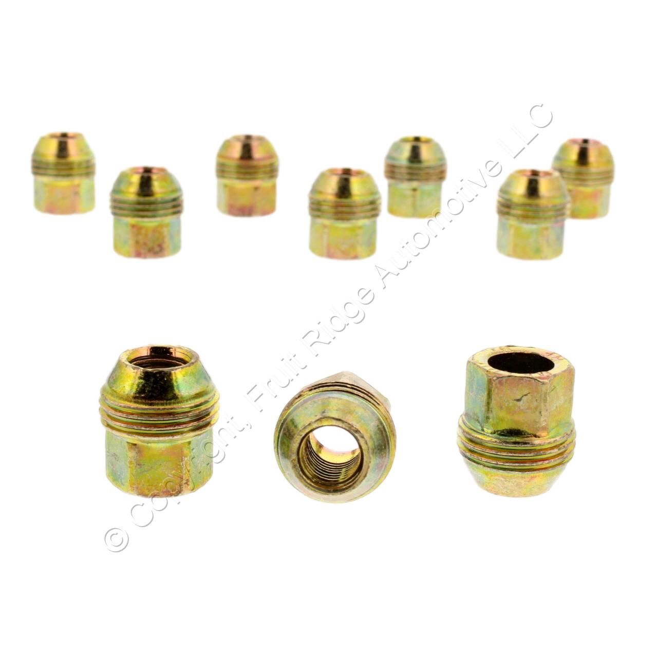Dorman 611-109 Gold Zinc Acorn Hex Lug Nuts 9mm M12-1.5 Dual Thread Open 10pcs