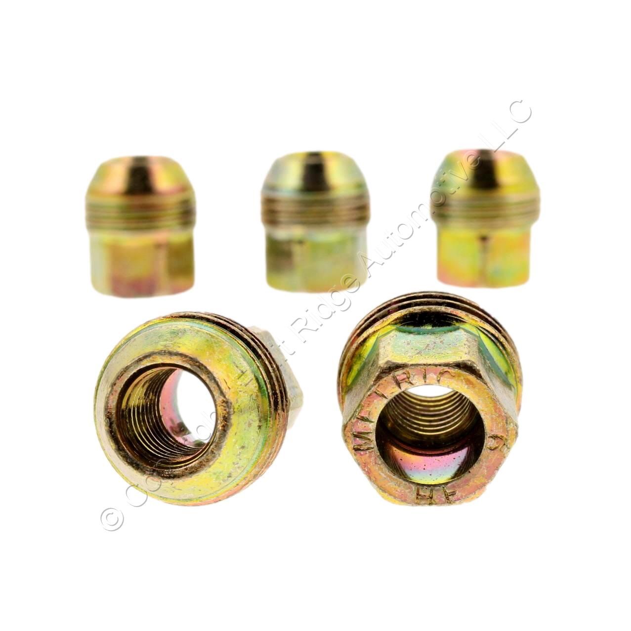 Dorman 611-109 Gold Zinc Acorn Hex Lug Nuts 9mm M12-1.5 Dual Thread Open 5pcs