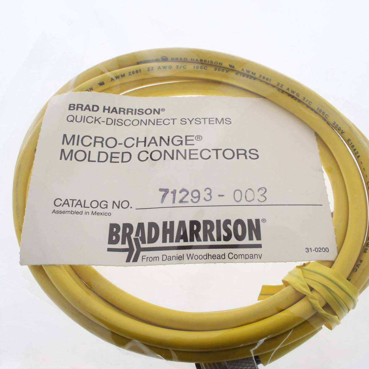 6' Harrison Metallic Quick Disconnect PVC Cord 22-3 3-Pole Right Angle 71293-003