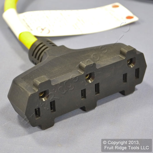 Woodhead Industrial Manual Reset 2' In-Line GFCI Cord Tri-Tap Adapter 15050-3TTM