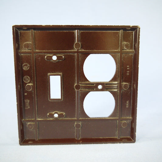 Eagle 2038B Brown 2-Gang Toggle Duplex Outlet Plastic Mid-Size Wallplate Cover