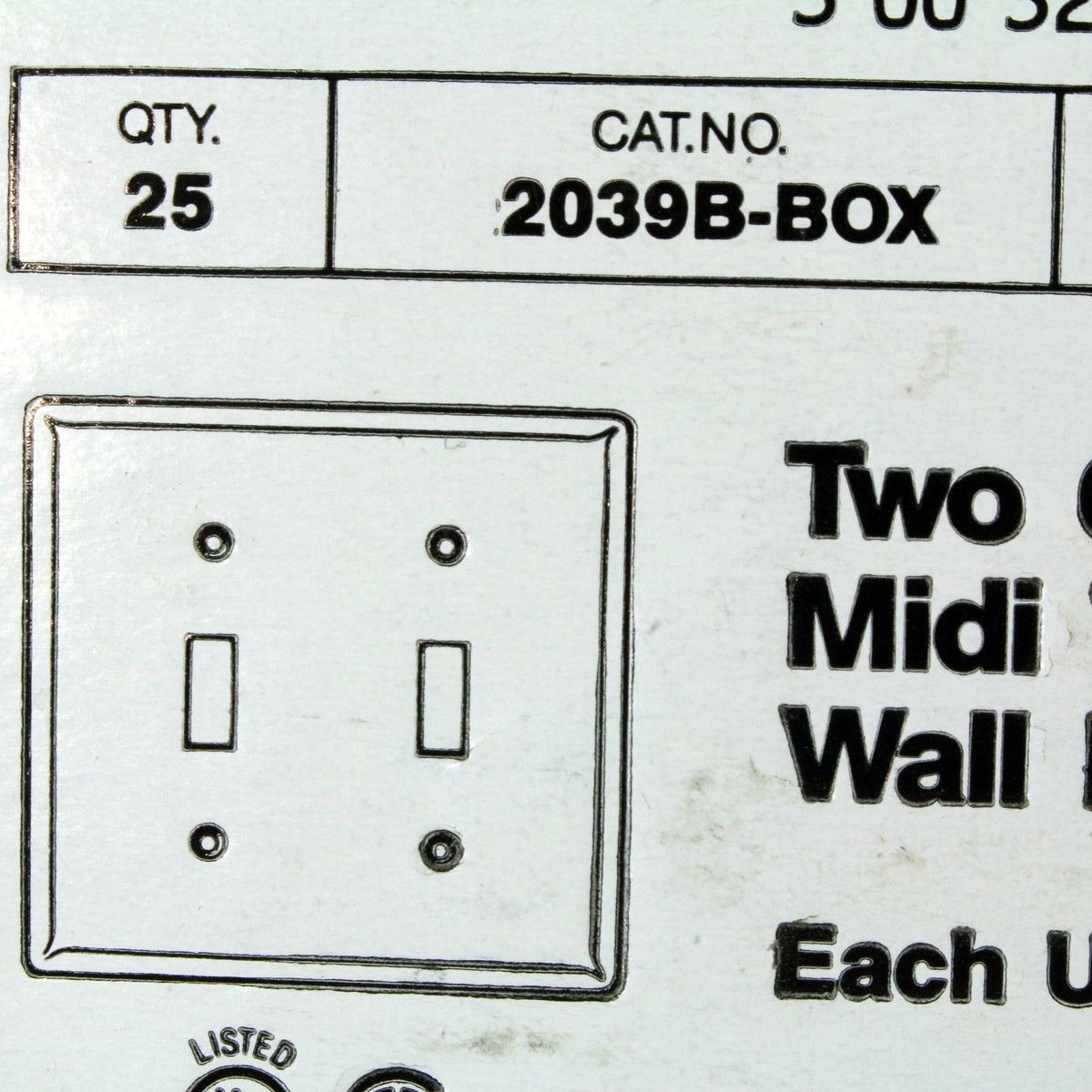 Eagle 2039B Brown 2-Gang Toggle Switch Plastic Mid-Size Wallplate Covers 25-pack