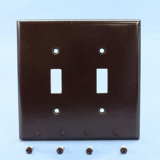 Eagle 2039B Brown 2-Gang Toggle Switch Plastic Mid-Size Wallplate Covers 25-pack