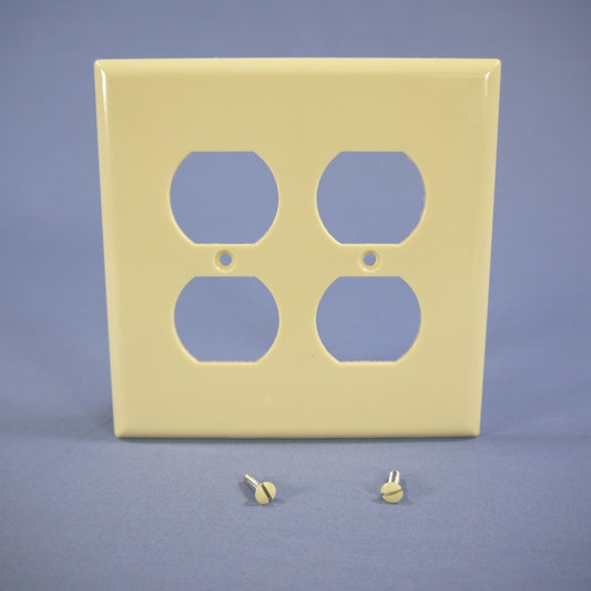 Eagle 2050V Ivory 2-Gang Duplex Outlet Plastic Mid-Size Wallplate Covers 2-pack