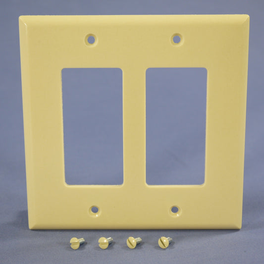 Eagle 2052V Ivory 2-Gang Decorator GFCI Plastic Mid-Size Wallplate Covers 2pcs