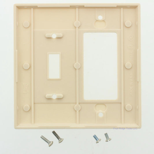 Eagle 2053V Ivory 2-Gang Toggle Switch Decorator GFCI Plastic Mid-Size Wallplate