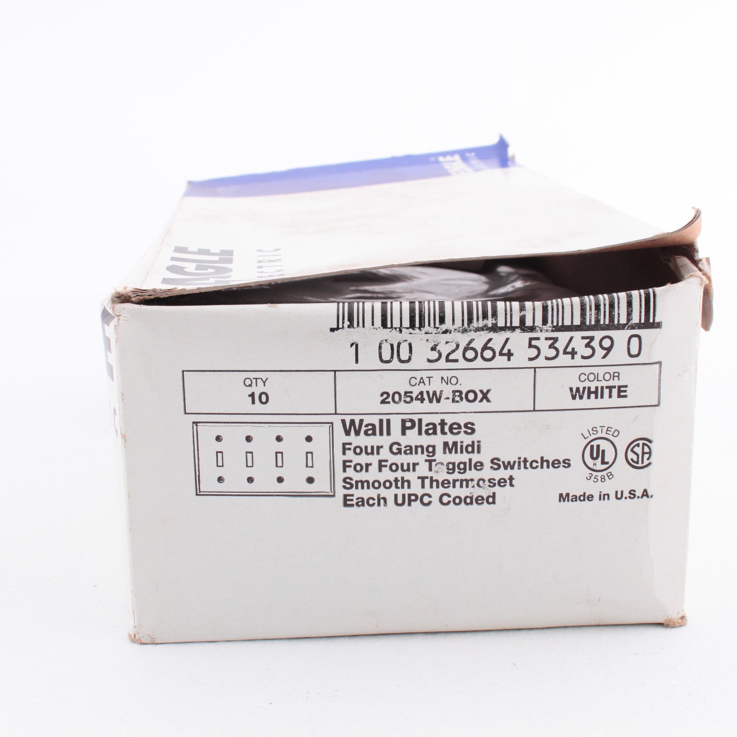 10 Eagle White Four-Gang Midi Toggle Switches Wall Plates 2054W-BOX
