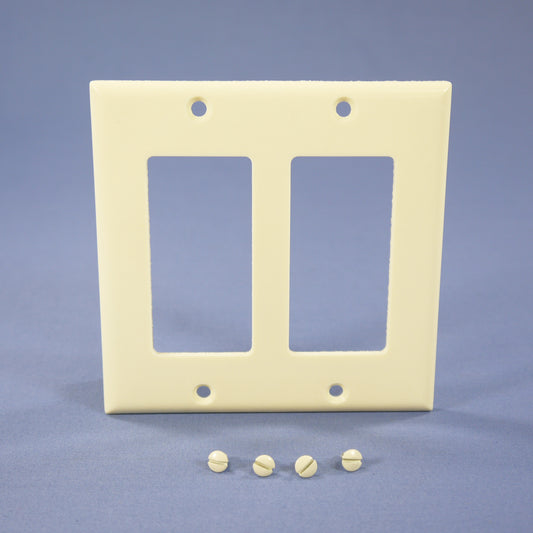 Eagle 2152A Almond 2-Gang Decorator GFCI Plastic Standard Wallplate Covers 2pcs