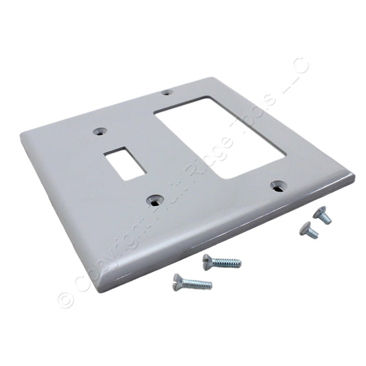 Eagle 5153GY Gray 2-Gang Toggle Light Switch Rocker Cover Nylon Wallplate Grey