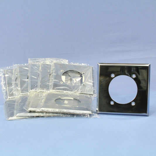 Eagle 69 Chrome 2-Gang Power Outlet 2.15" Chrome Plated Steel Wallplate 10pcs