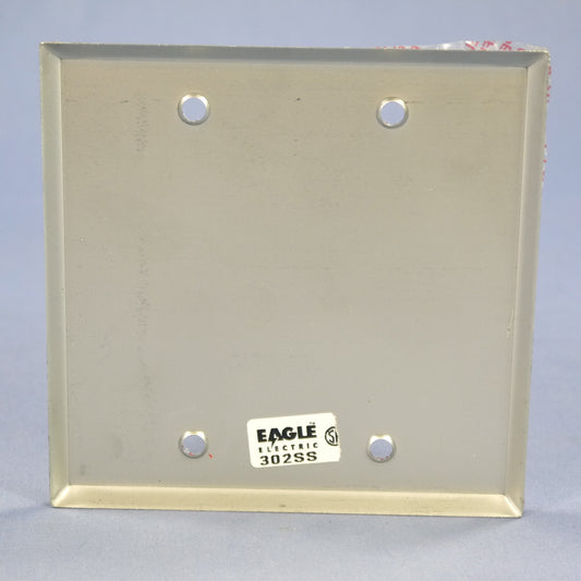 Eagle 93152 2-Gang Non-Magnetic Stainless Steel Blank Cover Wall Plate Type 302