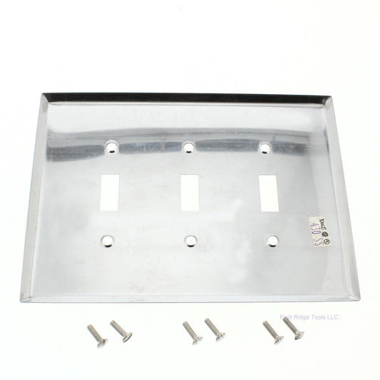 Eagle 97873 Stainless Steel 3-Gang Toggle Switch Wallplate Cover 6.5"W x 4.5"H