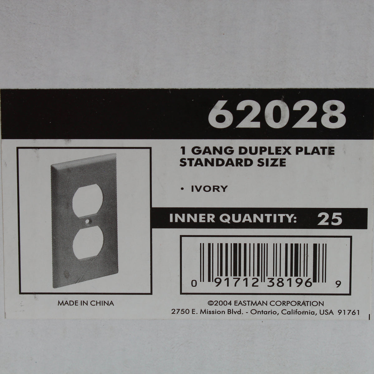 Eastman 62028 Ivory 1-Gang Duplex Outlet Thermoplastic Nylon Wallplate 25-Pack