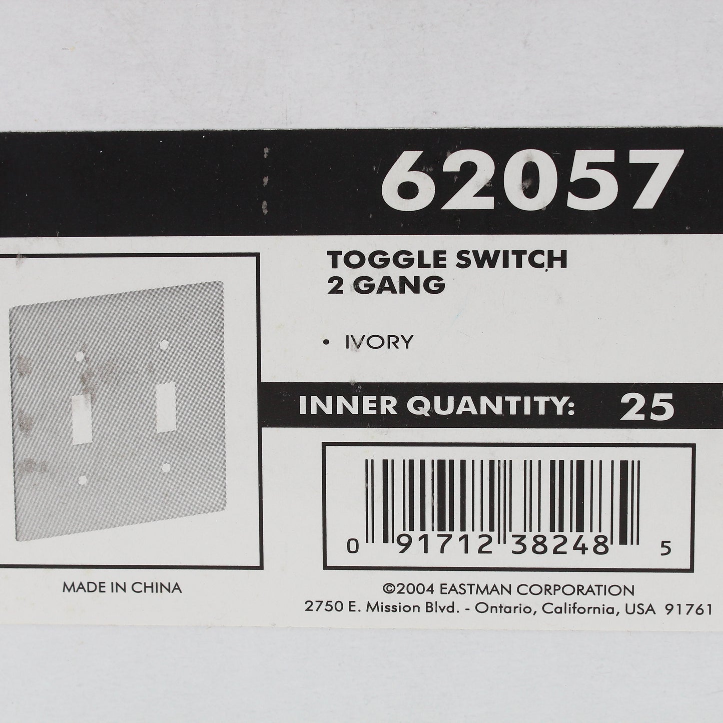 Eastman 62057 Ivory 2-Gang Toggle Switch Nylon Wallplate Plastic Covers 25-Pack