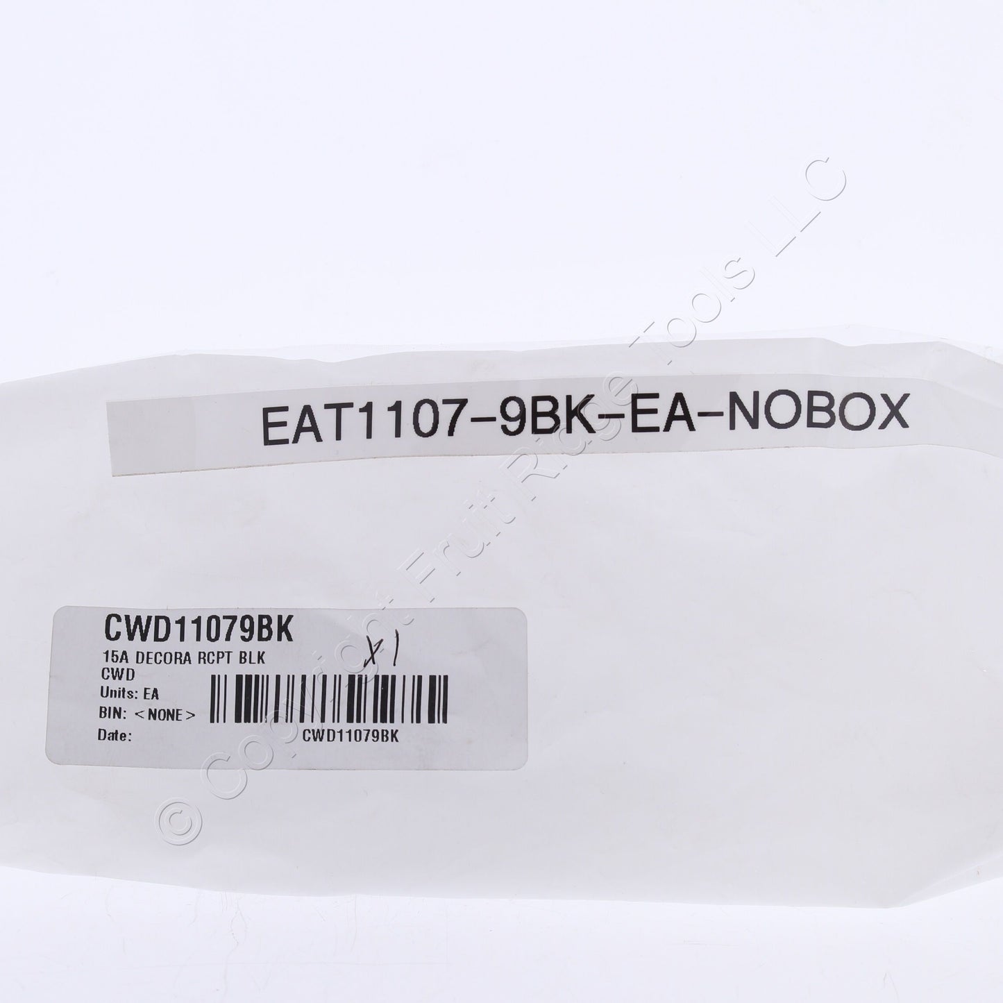 Eaton 1107-9V Black Residential Decorator Outlet 5-15R 15A 125V Bulk Receptacle