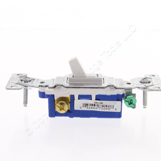Eaton 1303-7W White 3-Way 15A Toggle Wall Light Switch Control 120V Bulk