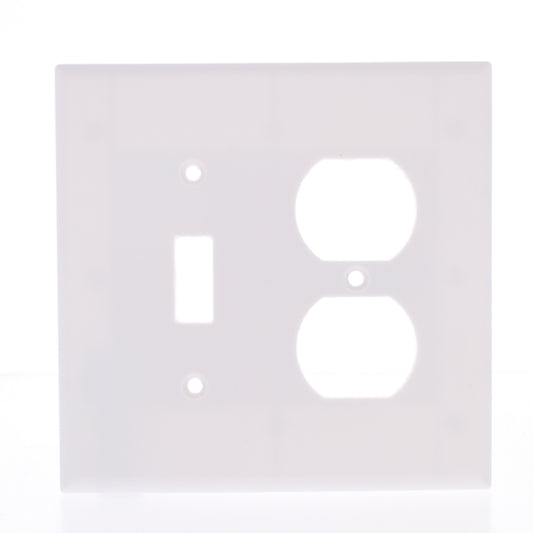 Eaton 2038W White 2-Gang Toggle Duplex Outlet Plastic Mid-Size Wallplate Cover