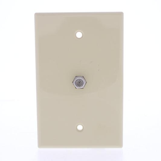 Eaton 2072V 1-Gang Ivory Coaxial Cable Mid-Size Wallplate Video Jack F-Type CATV