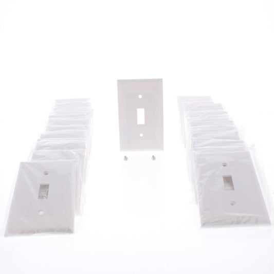 Eaton 2134W White 1-Gang Toggle Switch Plastic Standard Wallplate Covers 25-pack