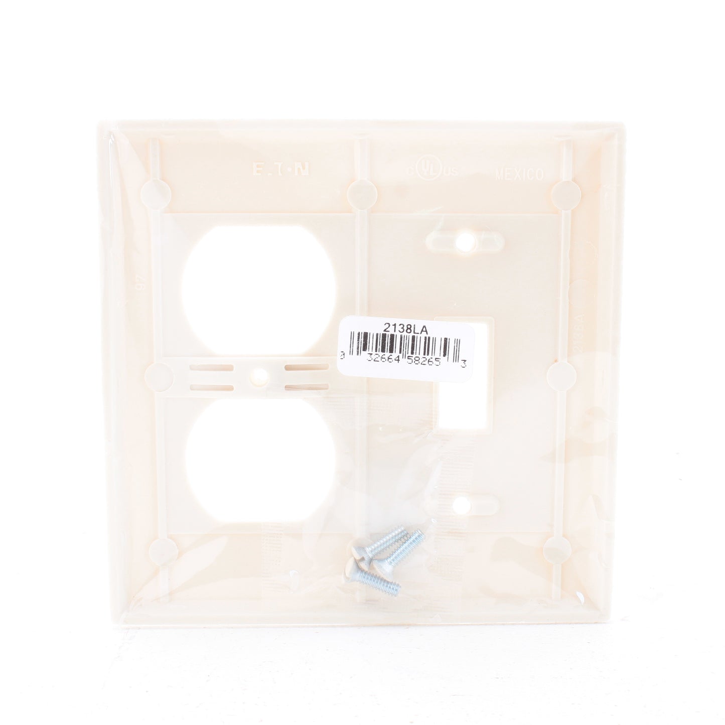Eaton 2138LA Light Almond 2-Gang Toggle Duplex Plastic Standard Wallplate Cover