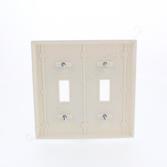 Eaton 2139LA Light Almond 2-Gang Toggle Switch Thermoset Wallplate Standard Size