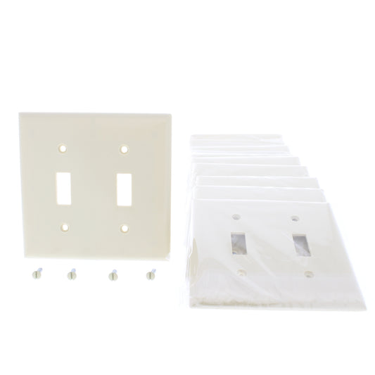 Eaton 2139V Ivory 2-Gang Toggle Switch Plastic Standard Wallplate Covers 10-pack