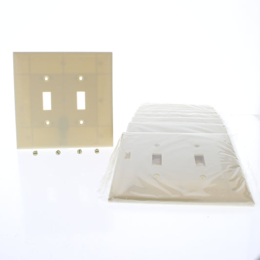 Eaton 2149V Ivory 2-Gang Toggle Switch Plastic Oversize Wallplate Covers 10-pack