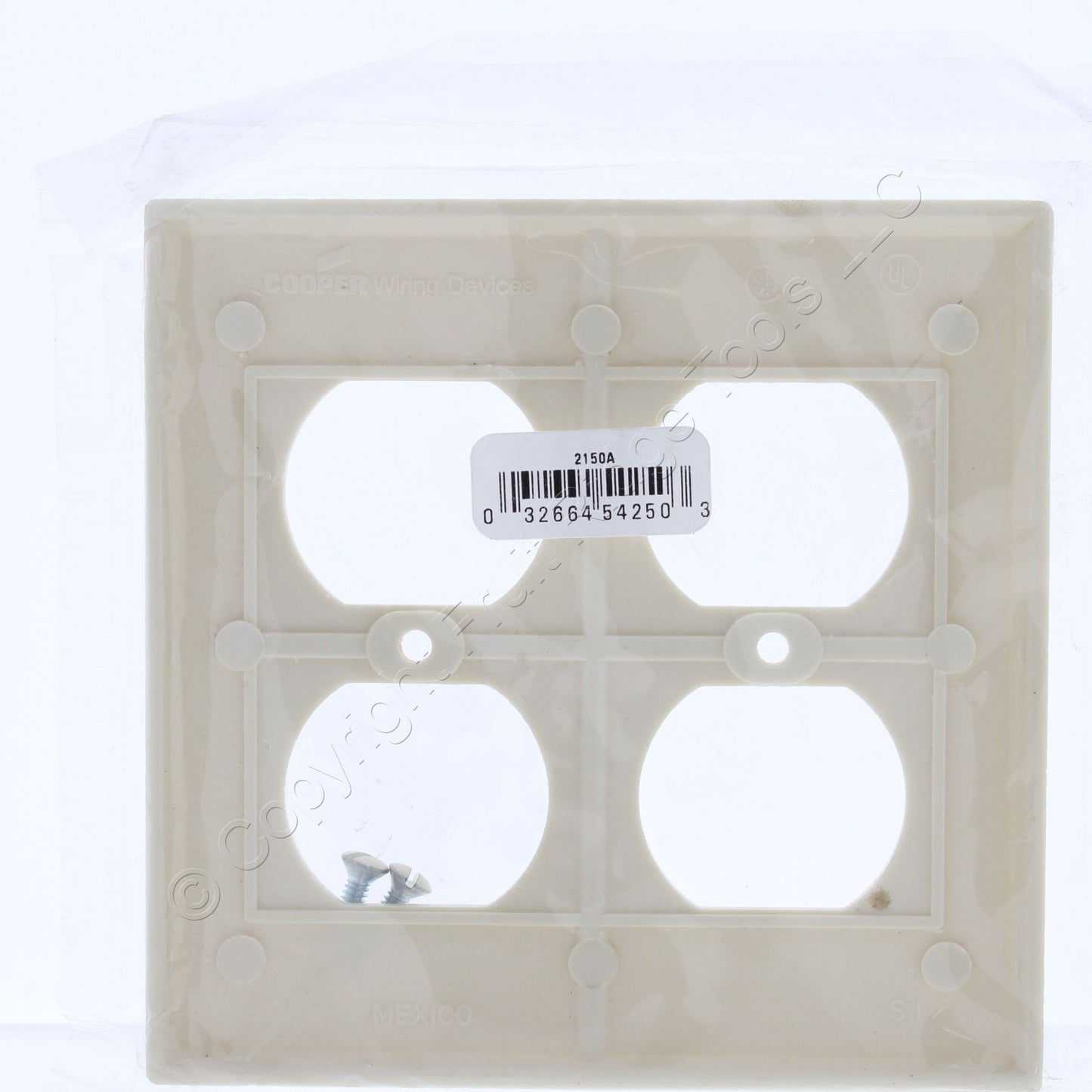 Eaton 2150A Almond 2-Gang Standard Duplex Receptacle Cover Thermoset Wallplate
