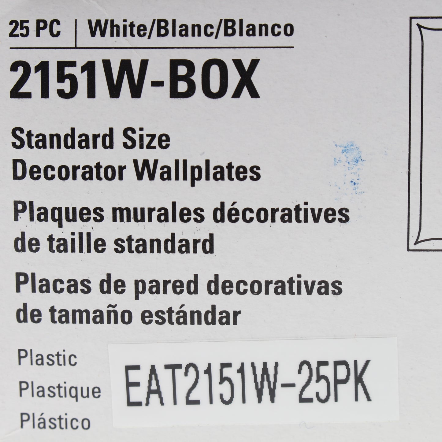 Eaton 2151W White 1-Gang Decorator GFCI Plastic Standard Wallplate Cover 25-pack