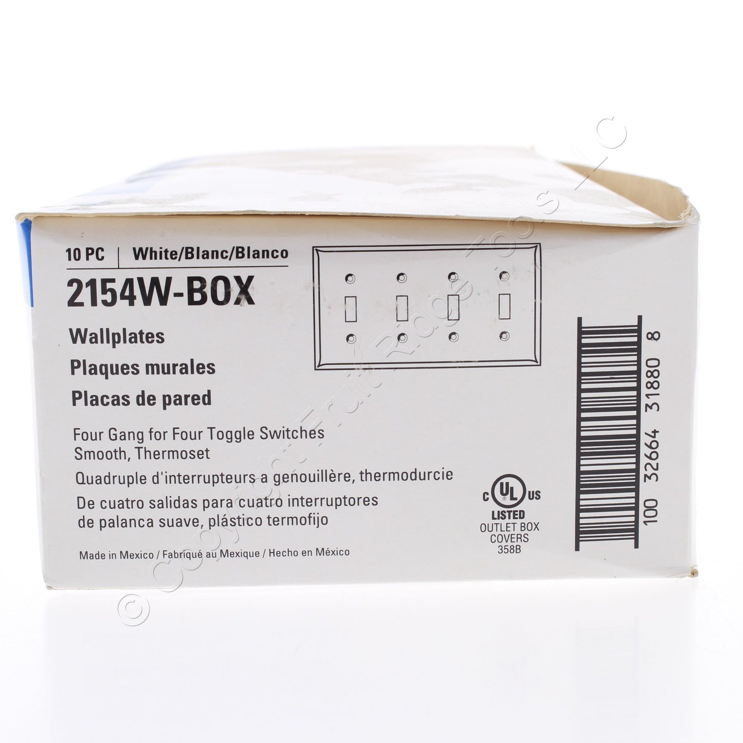 Eaton 2154W White 4-Gang Toggle Switch Plastic Standard Wallplate Covers 10-pack